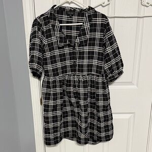 Black and White plaid babydoll dress